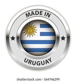 Round Silver Badge. Made in Uruguay