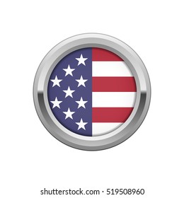 Round silver badge with USA flag