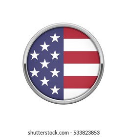 Round silver badge with USA flag