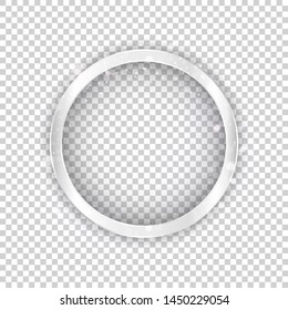 Round silver frame with lights effect on transparent background. Shining banner with stars and glitter. Vector template