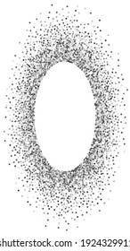 Round silver glitter luxury sparkling confetti. Scattered small gold particles on white background. Ecstatic festive overlay template. Bizarre vector background.