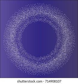 Round silver powder frame or border of random scatter silvery stars on a colored background
