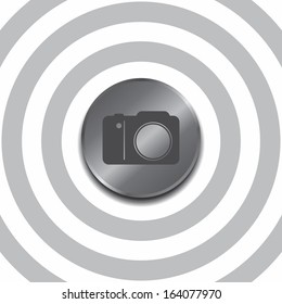 round silver steel icon button