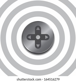 round silver steel icon button