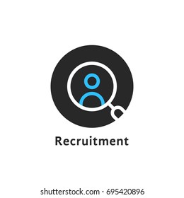 round simple recruitment logo. abstract flat style trend modern unique logotype graphic design isolated on white. concept of wanted labor resources for successful company or leader executive hire