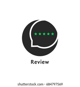 round simple review logo isolated on white. concept of critical choice rank or people assess on forum or blog message. flat style trend modern unique logotype art graphic ui design illustration