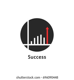 round simple success logo isolated on white. unusual flat style trend modern unique logotype graphic design. concept of good statistic sign like investor successful in future goal or attainment