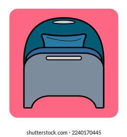 round single bed color. linear icon. vector illustration
