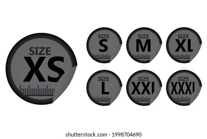 Round size labels. vector illustration