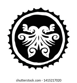 Round sketch on a theme of the Scythian art, vector illustration