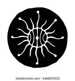 Round sketch, sun symbols in ethnic style, vector illustration