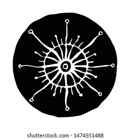 Round sketch, sun symbols in ethnic style, vector illustration