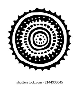 Round sketch, sun symbols in ethnic style, vector illustration