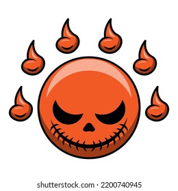 round skull devil head symbol for halloween preparation