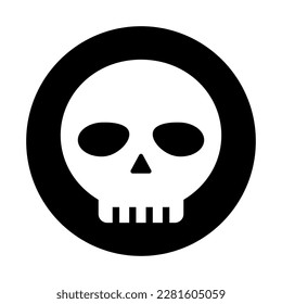 Round skull icon. Danger or poison. Vector.