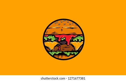Round Slaces Hamburger Illustration