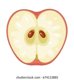 Round slice of apple. Isolated on white background. Vector flat color illustration