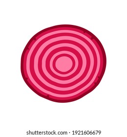 Baraja redonda de remolacha aislada sobre fondo blanco. Ilustración vectorial en estilo plano de caricatura.