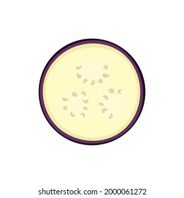 rebanada redonda de berenjena aislada sobre fondo blanco, ilustración vectorial en forma de dibujo plano