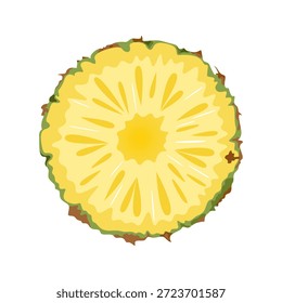 Fatia redonda de abacaxi suculento. Simples fatia plana de abacaxi. 