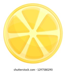 Round slice lemon icon. Cartoon of round slice lemon vector icon for web design isolated on white background