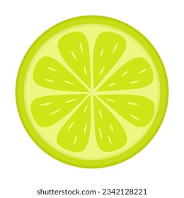 Round slice of lemon vector illustration. Cartoon drawing of healthy food or citrus fruit isolated on white background. Organic food, healthy eating concept