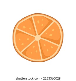 Runde Scheibe Orange im Cartoon-Stil. Vektorgrafik einzeln auf Obst.