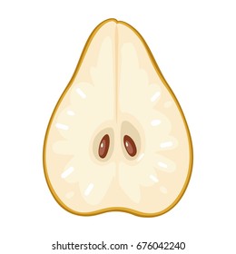 Round slice of pear. Isolated on white background. Vector flat color illustration