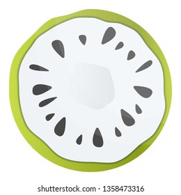 Round slice soursop icon. Cartoon of round slice soursop vector icon for web design isolated on white background