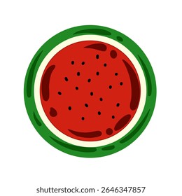 Vector de ilustración de sandía de rebanada redonda
