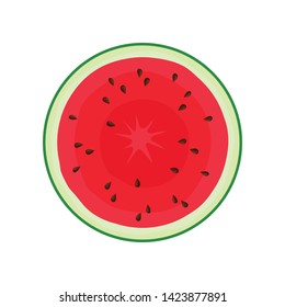 Round slice of watermelon. Vector illustration on white background.