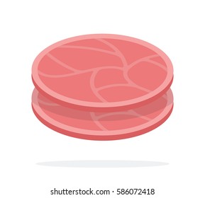 Round slices of ham vector flat material design isolated on white