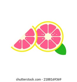 Round slices of orange, grapefruit, lime and lemon with slice and green leaves on white background. Fruit help detoxify the body, good for health and rich source of vitamin C.