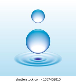 Round small and large drops, circles on the water, rain, background, vector, pattern.