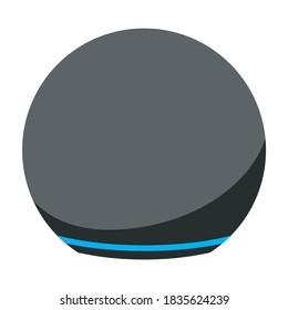 Round smart speaker virtual assistant flat vector color icon for apps and websites