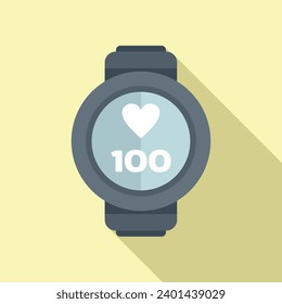 Round smart watch icon flat vector. Device digital system. Wireless rubber