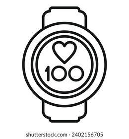 Round smart watch icon outline vector. Device digital system. Wireless rubber