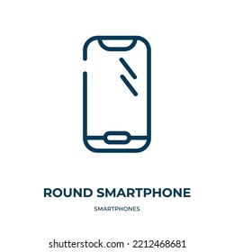 Round smartphone icon. Linear vector illustration from smartphones collection. Outline round smartphone icon vector. Thin line symbol for use on web and mobile apps, logo, print media.