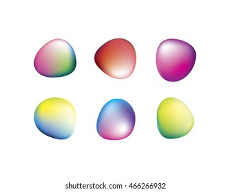 Round Smooth Irregular Stones or Ovals with Vector Gradient Mesh Colorful Background with Blue, Cyan, Green, Yellow, Orange, Red, Magenta, Purple Colors