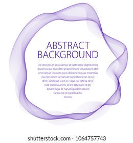 Round smooth linear frame of wavy lines. Vector abstract artistic beautiful background with copy space for text.  Isolated over white background.