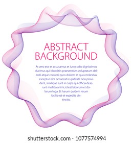 Round smooth linear frame of wavy lines. Vector abstract artistic beautiful background with copy space for text.  Isolated over white background.
