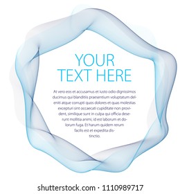 Round smooth linear frame of wavy lines. Vector abstract artistic beautiful background with copy space for text.  Isolated over white background.