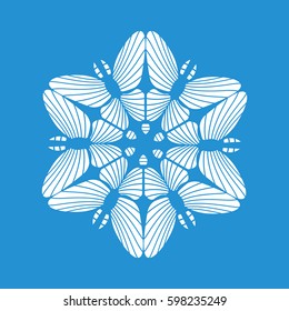 Round snowflake icon. Simple illustration of round snowflake vector icon for web