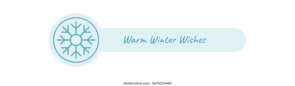 Runde Schneeflocken-Label mit blau-weißem Linienakzent. Frostschmuckelement als Dichtung und Verpackungskastendetail. Winterkaltes Design für Weihnachtsgeschenk oder Urlaubsversand.