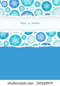 Round Snowflakes Vertical Torn Frame Seamless Pattern Background
