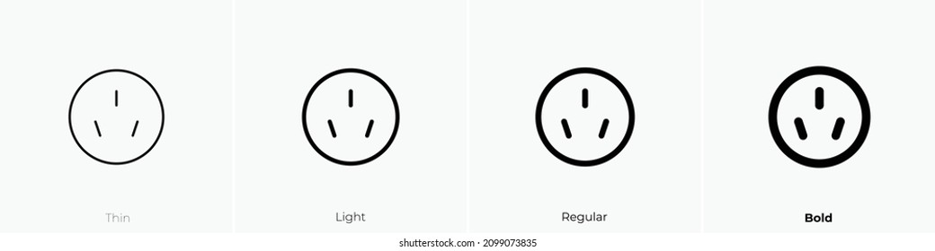round socket icon. Thin, Light Regular And Bold style design isolated on white background