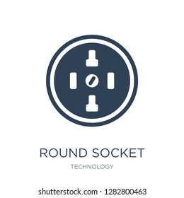 round socket icon vector on white background, round socket trendy filled icons from Technology collection, round socket vector illustration