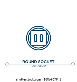 round socket vector line icon. Simple element illustration. round socket outline icon from technology concept. Can be used for web and mobile
