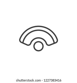 Round sofa and coffee table top view outline icon. linear style sign for mobile concept and web design. Couch interior furniture simple line vector icon. Symbol logo illustration. Pixel perfect vector