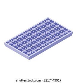 Vector isométrico del icono del panel solar redondo. Celda de energía. Naturaleza ecológica